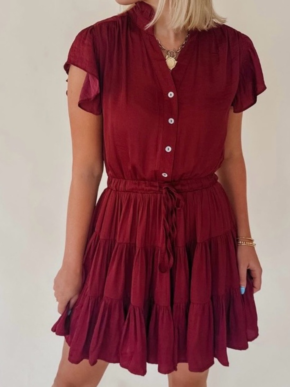 PINCH Tiered Button-Front Dress